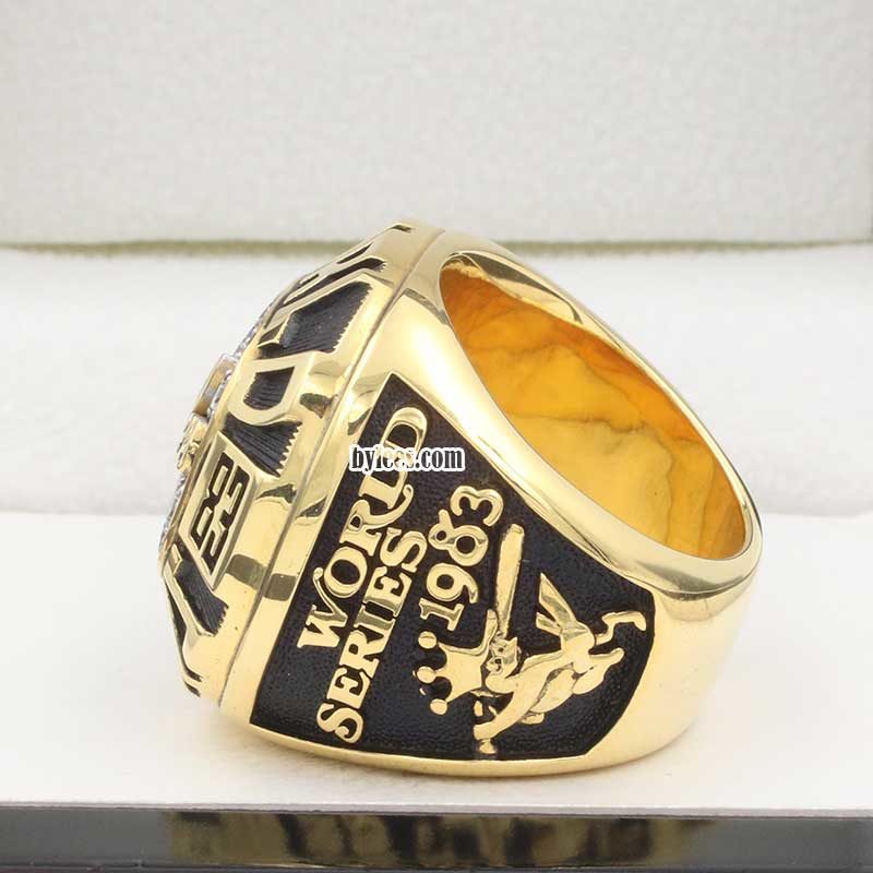 side view of front view of 1983 world series ring