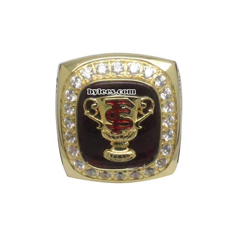 Florida State Seminoles Peter Warrick 1999 National Champions Vintage FSU Collectible High-Quality Replica Gold Football Championship Ring with Cherrywood Display Box 