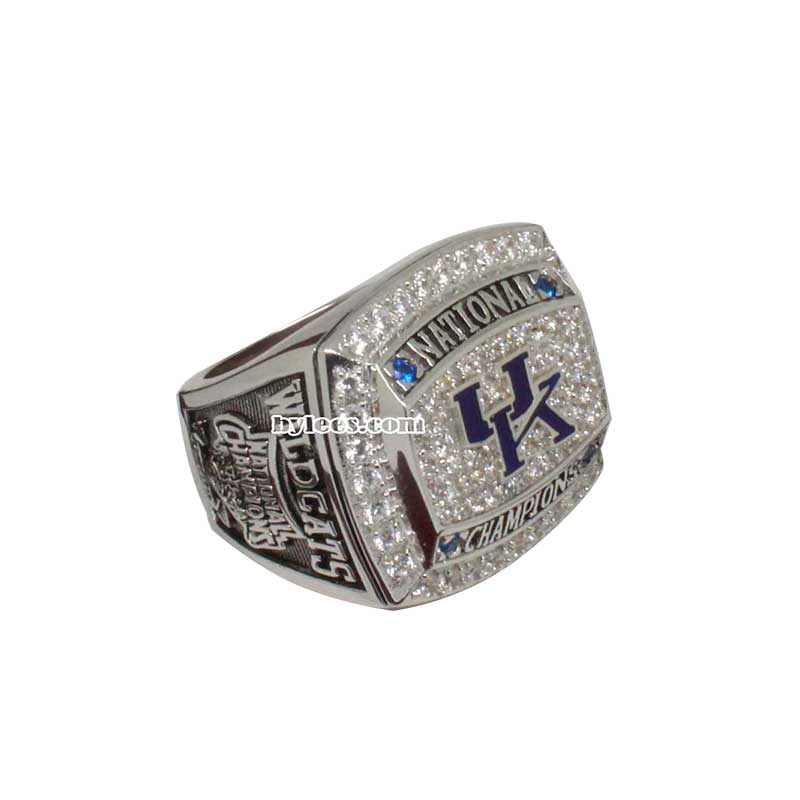 2012 COLLEGE BASKETBALL NATIONAL CHAMPIONS Rare Collectible High-Quality Replica NCAA Basketball Silver Championship Ring with Cherrywood Display Box Wildcats UNIVERSITY OF KENTUCKY