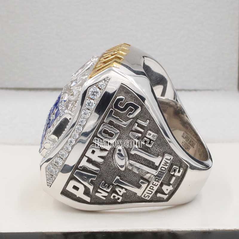 side view of new england patriot super bowl fan championship ring 2016